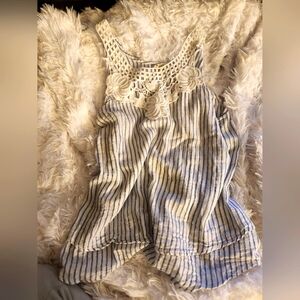 Lana white and blue striped blouse